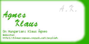 agnes klaus business card